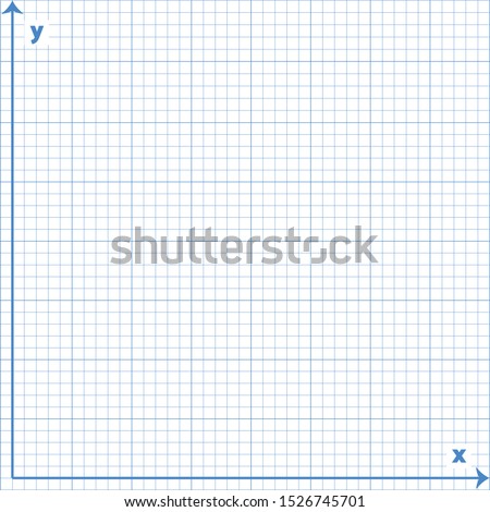 White graph paper, blue line with x axis, y axis