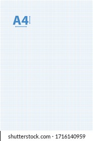 White graph paper with blue lines in A4 size