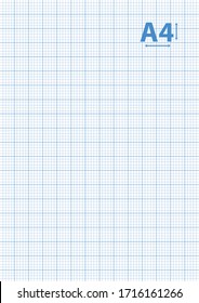 White graph paper with blue lines in A4 size