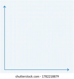 White graph paper with blue lines with a blue x axis and a blue y axis