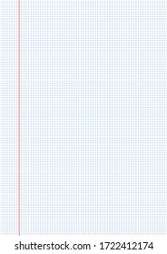 White graph paper with blue and red lines