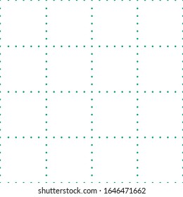 White graph paper with green dot lines with 16 slots