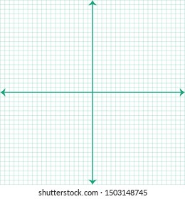 White graph paper, green line with x axis, y axis