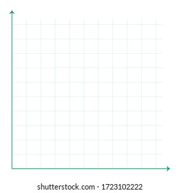White graph paper, green line with x axis, y axis