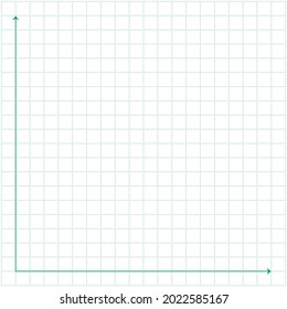 White graph paper, green line with x axis, y axis