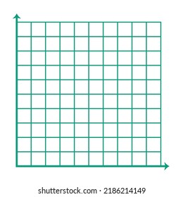 White graph paper, green line with x axis, y axis