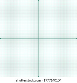 White graph paper with green lines with a green x axis and a green y axis