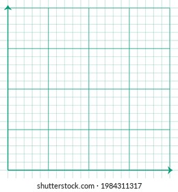 White graph paper with green lines and green xy lines