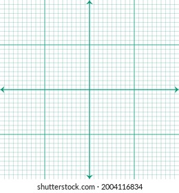 White graph paper with green lines and green xy lines
