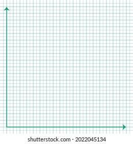 White graph paper with green lines with a black x axis and a black y axis
