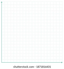 Papel gráfico blanco con patrón de punto verde y línea x y verde