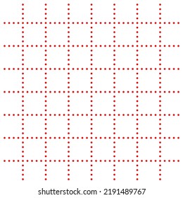 White graph paper with red dot pattern