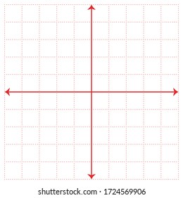 Papel de gráfico blanco, línea roja con eje x, eje y