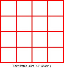 Papel gráfico blanco con líneas rojas con 16 ranuras