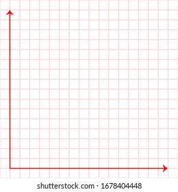 White graph paper with red lines and red xy lines