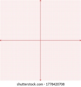 Papel gráfico blanco con líneas rojas con un eje x rojo y un eje y rojo