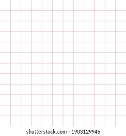 White graph paper with red lines, square