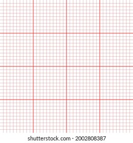 White graph paper with red lines, square