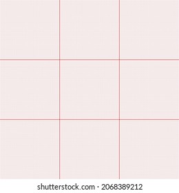 White graph paper with red lines, square