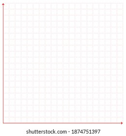 White graph paper with red point pattern and red x y line
