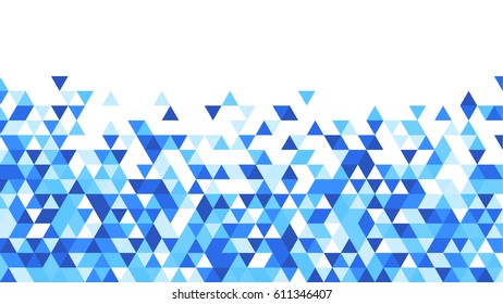White graphic background with blue triangles. Vector paper illustration.