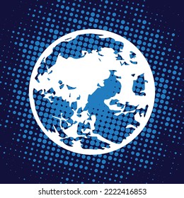 White graphic moon sphere vector illustration