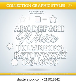 White Graphic Styles for Design. Graphic styles can be use for decor, text, title, cards, events, posters, icons, logo and other. White Graphic Styles for Design. Graphic styles can be use for decor, text, title, cards, events, posters, icons, logo and other.