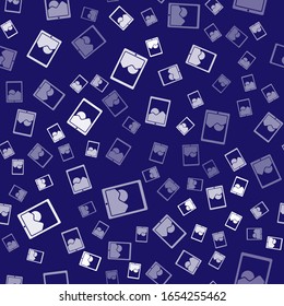 White Graphic tablet icon isolated seamless pattern on blue background.  Vector Illustration