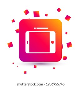 White Graphic tablet icon isolated on white background. Square color button. Vector Illustration