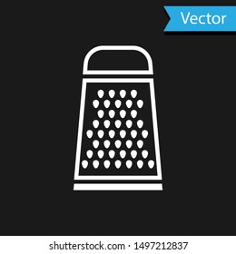 White Grater icon isolated on black background. Kitchen symbol. Cooking utensil. Cutlery sign.  Vector Illustration