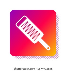 White Grater icon isolated on white background. Kitchen symbol. Cooking utensil. Cutlery sign. Square color button. Vector Illustration