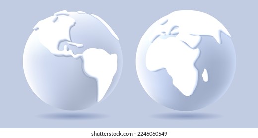 Weiße und graue 3D-Globe, Planet-Erde-stylisches Illustrationsdesign