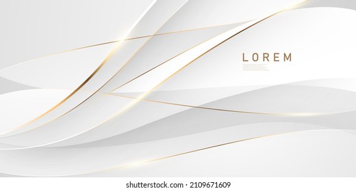 White and gray abstract background with elegant gold trim. modern creative concept