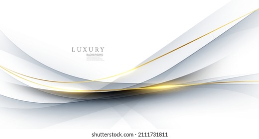 White and gray abstract background with elegant gold trim. modern creative concept