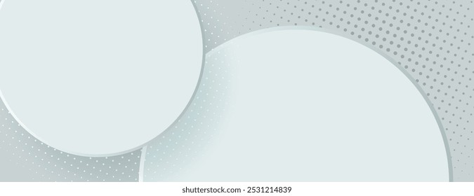 white and gray abstract background with overlapping circles and dots