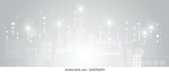 white gray abstract background Technology city pattern design simple white background with space for your text.