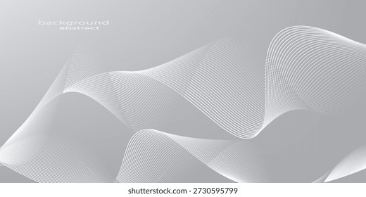 White and gray abstract backround with flowing lines pattern, vector illustration.