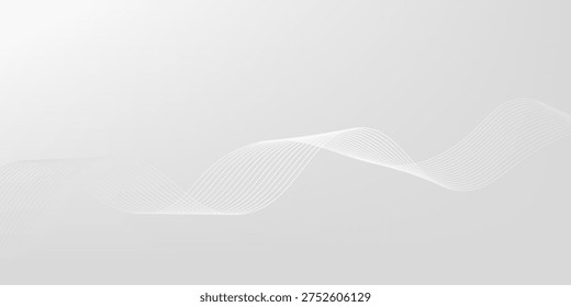 White and gray abstract backround with flowing lines pattern, vector illustration.