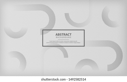 White and gray abstract geometric background. Texture with halftone elements. Modern vector design template.