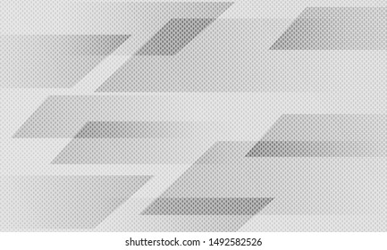 White and gray abstract geometric background. Texture with halftone elements. Modern vector design template.