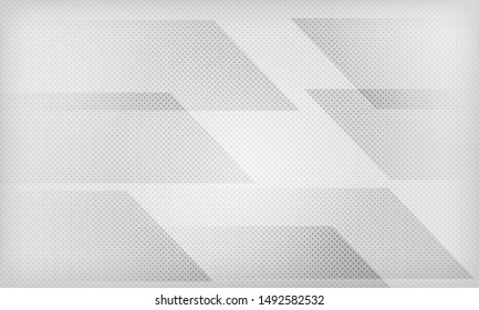White and gray abstract geometric background. Texture with halftone elements. Modern vector design template.