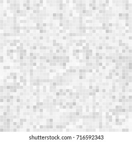 White Gray Abstract Geometric Mosaic Digital background with mesh of Squares Pixel Cells. 
