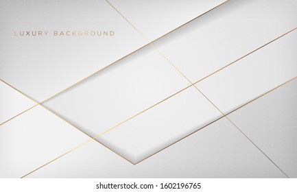 White and gray abstract luxury background with golden line. Vector illustration.
