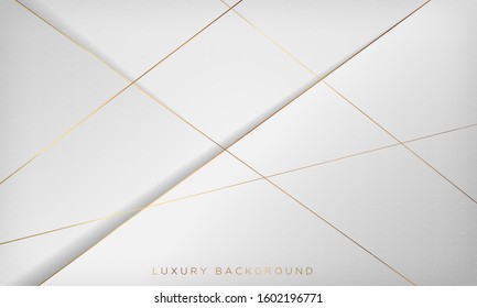 White and gray abstract luxury background with golden line. Vector illustration.