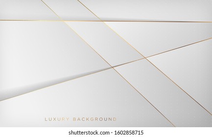 White and gray abstract luxury background with golden line. Vector illustration.