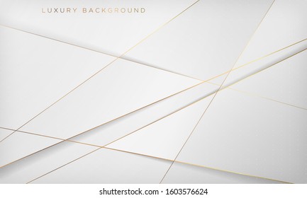 White and gray abstract luxury background with golden line. Vector illustration.