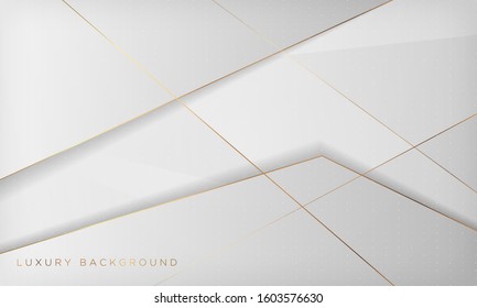 White and gray abstract luxury background with golden line. Vector illustration.
