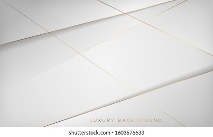 White and gray abstract luxury background with golden line. Vector illustration.