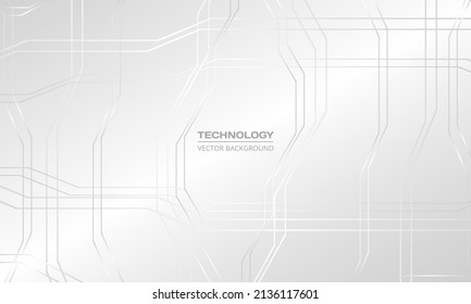 Weißes und graues abstraktes Sci-fi-Hintergrund-Konzept mit silbernem Zeilenmuster. Vektorgrafik