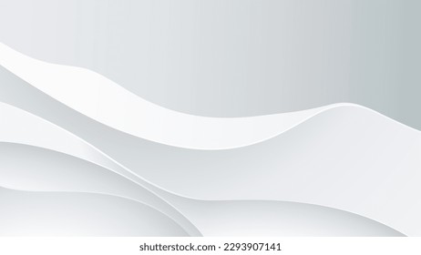 Plantilla de presentación de fondo de onda abstracta gris blanca
